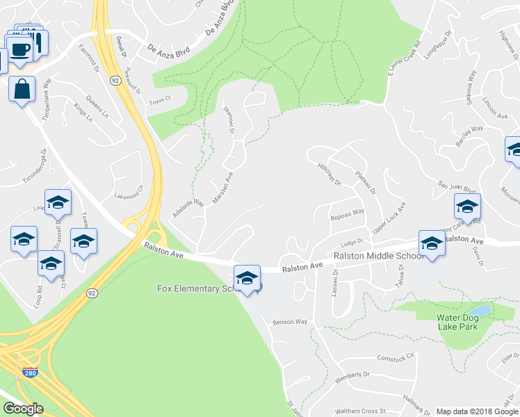 map of restaurants, bars, coffee shops, grocery stores, and more near 3900 Marsten Avenue in Belmont