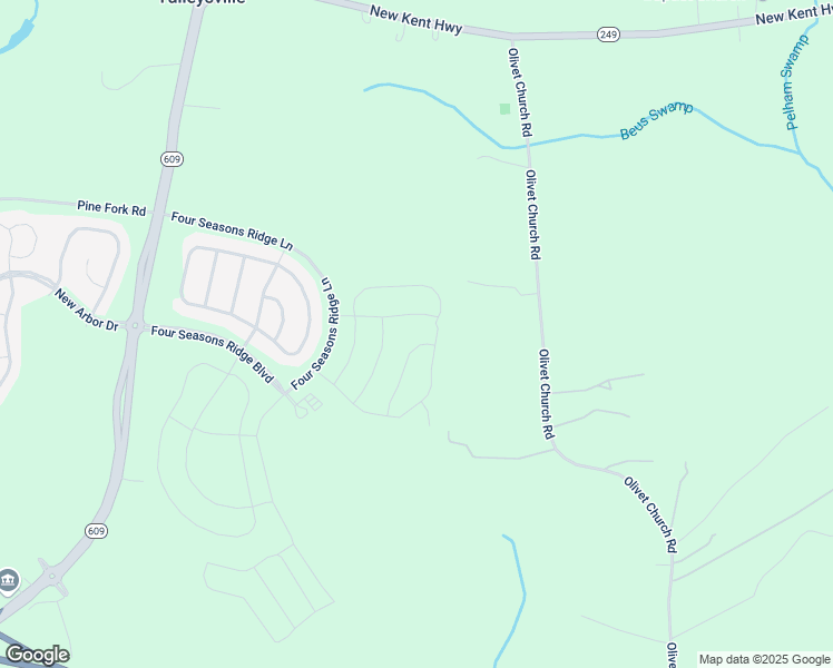 map of restaurants, bars, coffee shops, grocery stores, and more near 7726 Inverno Lane in New Kent