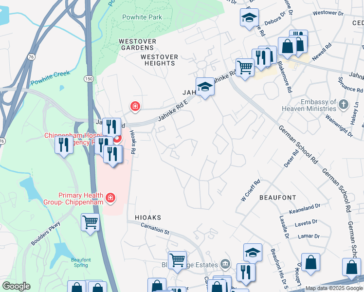 map of restaurants, bars, coffee shops, grocery stores, and more near 6901 Marlowe Road in Richmond