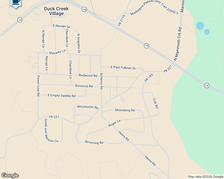 map of restaurants, bars, coffee shops, grocery stores, and more near 1315 Bonanza Road in Duck Creek Village