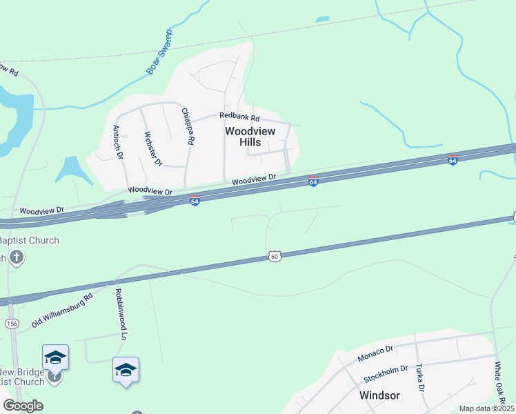 map of restaurants, bars, coffee shops, grocery stores, and more near 4518 Kellbunn Lane in Sandston
