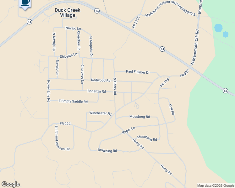 map of restaurants, bars, coffee shops, grocery stores, and more near 1245 Bonanza Road in Duck Creek Village
