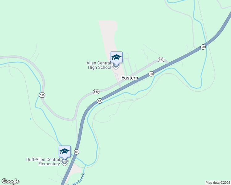 map of restaurants, bars, coffee shops, grocery stores, and more near Highway 80 in Eastern
