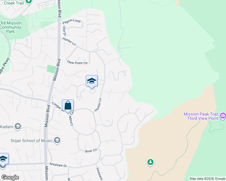 map of restaurants, bars, coffee shops, grocery stores, and more near 44872 Vista Del Sol in Fremont