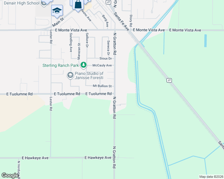 map of restaurants, bars, coffee shops, grocery stores, and more near 4620 Mount Bullion Street in Denair