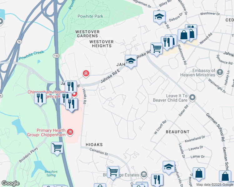 map of restaurants, bars, coffee shops, grocery stores, and more near 1101 Grand Brook Drive in Richmond
