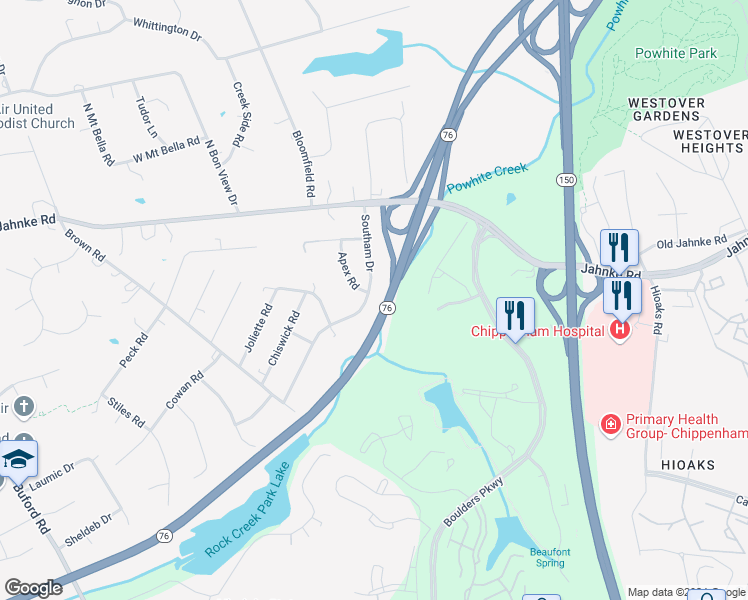map of restaurants, bars, coffee shops, grocery stores, and more near 1171 Southam Drive in Richmond