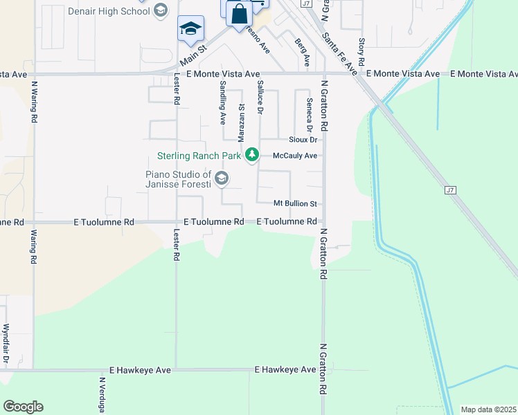 map of restaurants, bars, coffee shops, grocery stores, and more near 4408 Mount Bullion Street in Denair