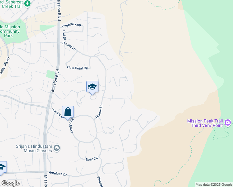 map of restaurants, bars, coffee shops, grocery stores, and more near 44864 Vista Del Sol in Fremont