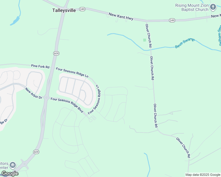 map of restaurants, bars, coffee shops, grocery stores, and more near 7775 Summer Morning Drive in New Kent