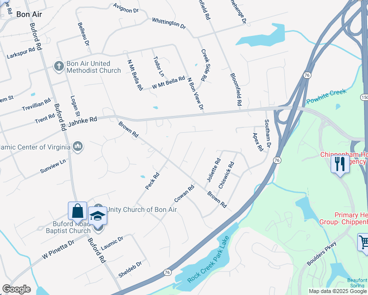 map of restaurants, bars, coffee shops, grocery stores, and more near 1244 Raynor Drive in Richmond