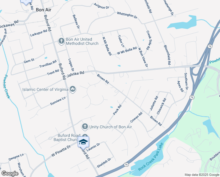 map of restaurants, bars, coffee shops, grocery stores, and more near 8143 Brown Road in Richmond