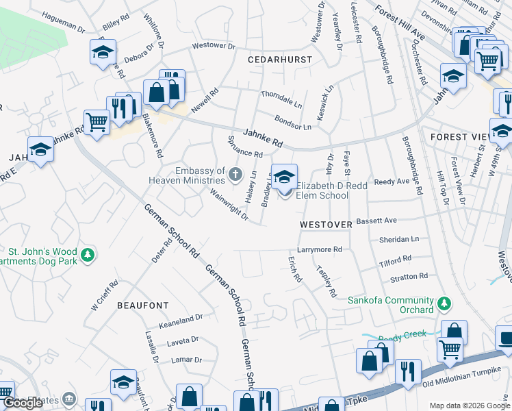 map of restaurants, bars, coffee shops, grocery stores, and more near in Richmond
