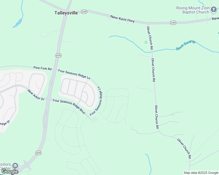 map of restaurants, bars, coffee shops, grocery stores, and more near 7766 Summer Morning Drive in New Kent