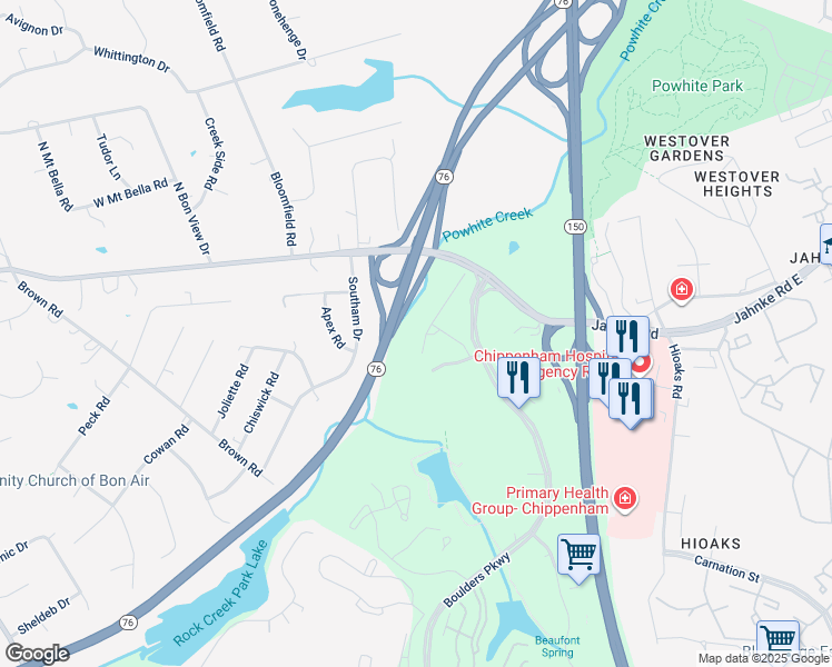 map of restaurants, bars, coffee shops, grocery stores, and more near 1116 Aldwell Drive in Richmond