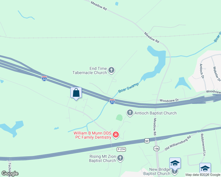 map of restaurants, bars, coffee shops, grocery stores, and more near 230 Twin Pine Road in Sandston