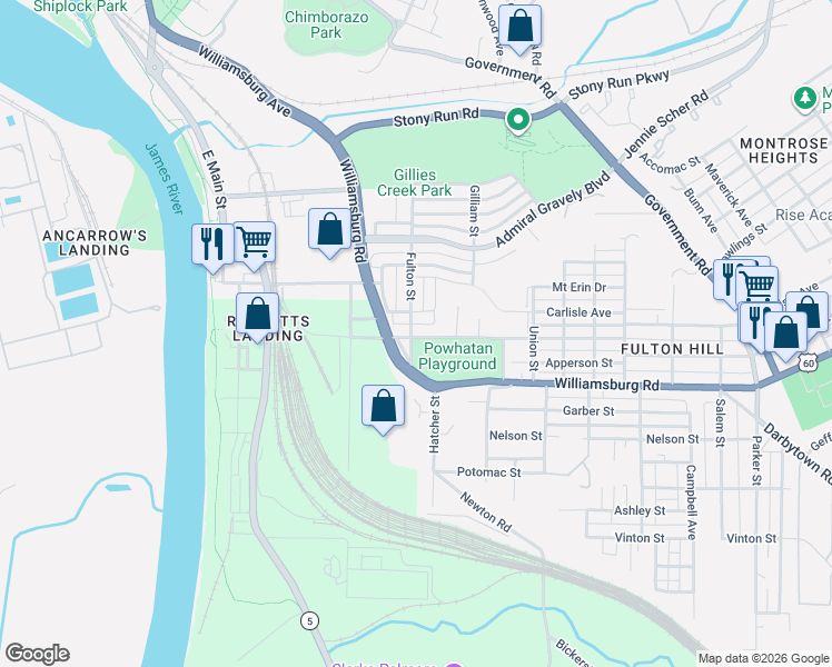 map of restaurants, bars, coffee shops, grocery stores, and more near 605 Louisiana Street in Richmond