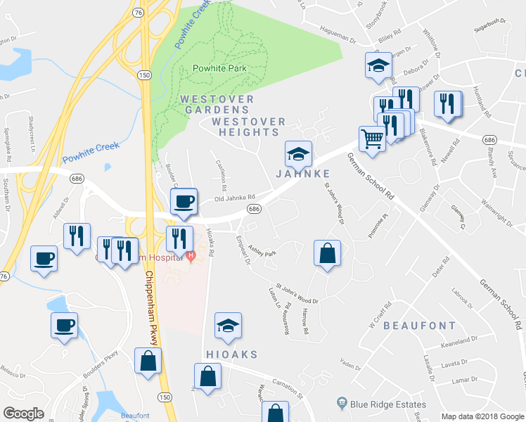 map of restaurants, bars, coffee shops, grocery stores, and more near in 