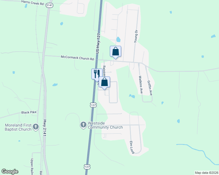 map of restaurants, bars, coffee shops, grocery stores, and more near 44 Raintree Circle in Stanford