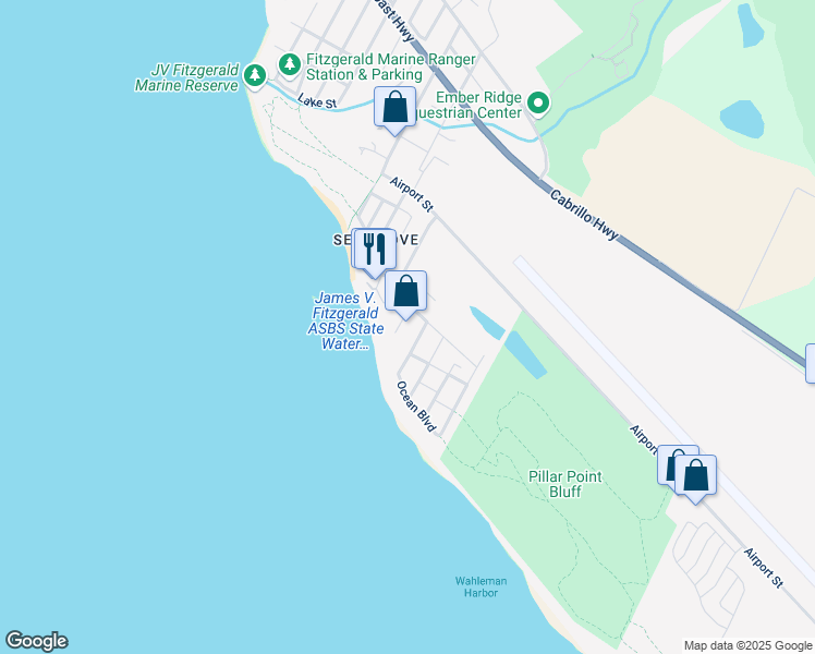 map of restaurants, bars, coffee shops, grocery stores, and more near 854 San Ramon Avenue in Moss Beach