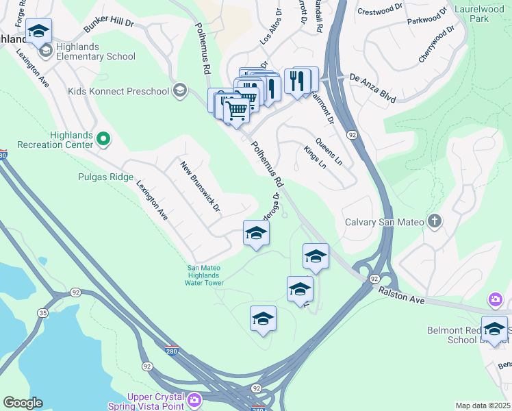 map of restaurants, bars, coffee shops, grocery stores, and more near 2185 Cobblehill Place in San Mateo