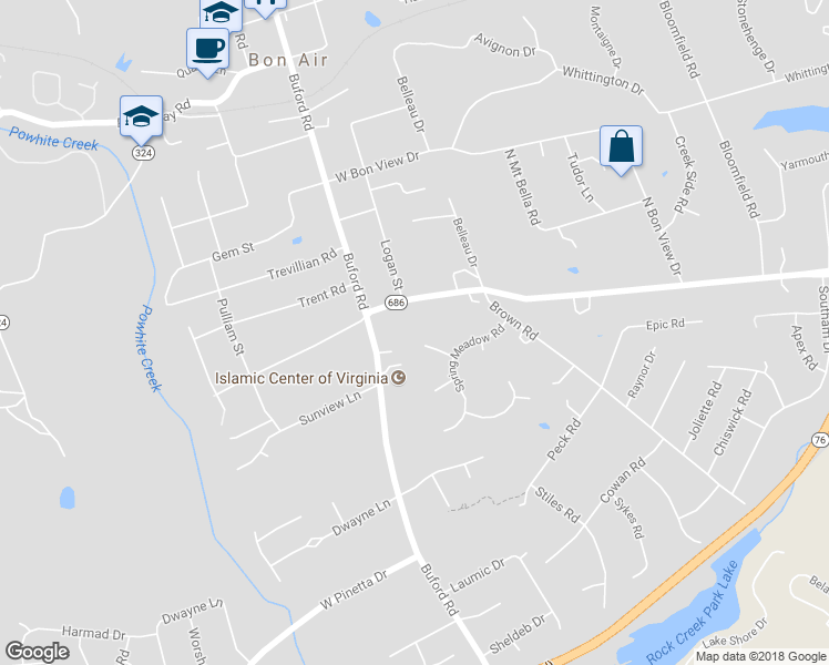 map of restaurants, bars, coffee shops, grocery stores, and more near 8306 Autumn Way in Richmond