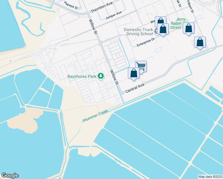 map of restaurants, bars, coffee shops, grocery stores, and more near 8536 Jetty Way in Newark