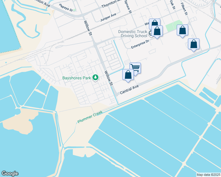map of restaurants, bars, coffee shops, grocery stores, and more near 8503 Central Avenue in Newark