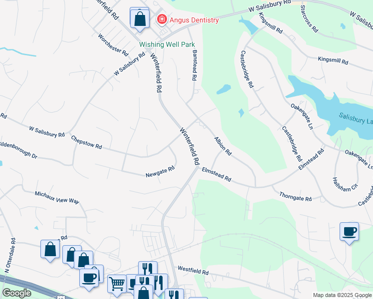 map of restaurants, bars, coffee shops, grocery stores, and more near 2000 Winterfield Road in Midlothian
