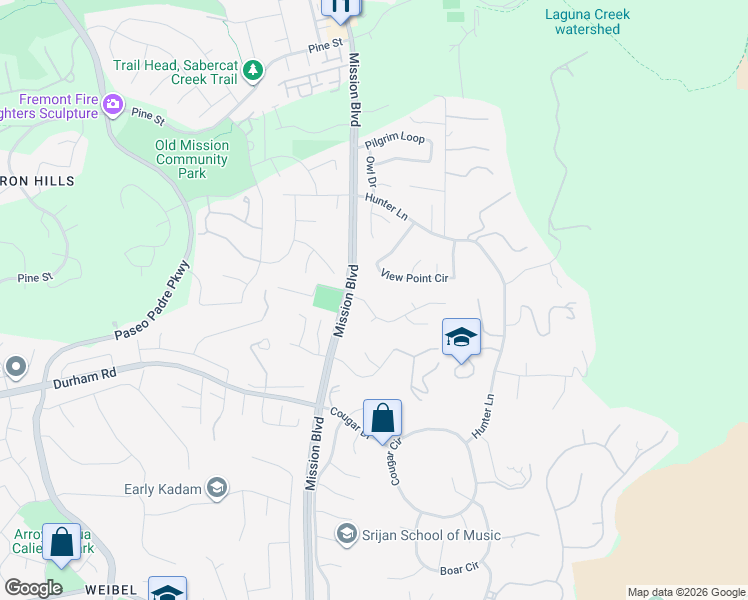 map of restaurants, bars, coffee shops, grocery stores, and more near 44521 Chantecler Court in Fremont