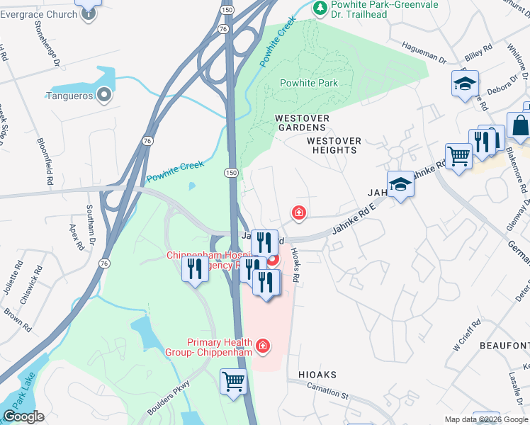 map of restaurants, bars, coffee shops, grocery stores, and more near 1201 Boulder Creek Road in Richmond