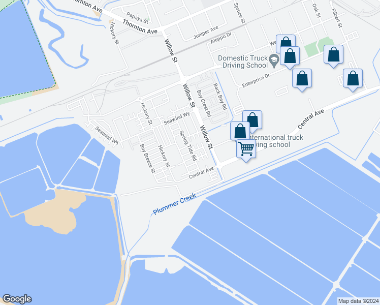 map of restaurants, bars, coffee shops, grocery stores, and more near 8534 Bayshores Avenue in Newark