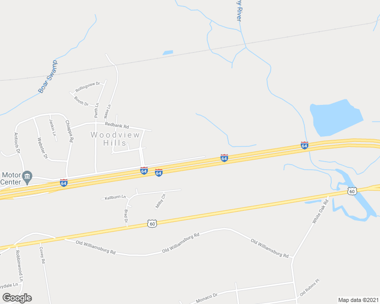 map of restaurants, bars, coffee shops, grocery stores, and more near 4560 Woodview Drive in Sandston