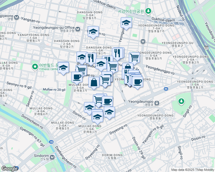 map of restaurants, bars, coffee shops, grocery stores, and more near in 