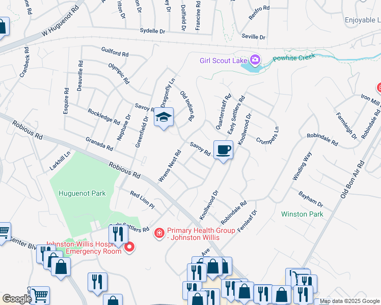 map of restaurants, bars, coffee shops, grocery stores, and more near 2032 Threadneedle Street in Richmond