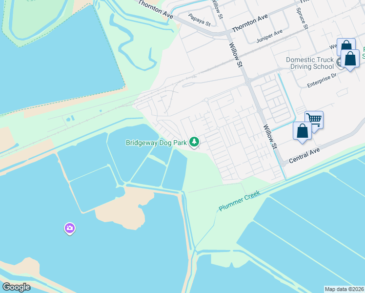 map of restaurants, bars, coffee shops, grocery stores, and more near 9584 Seawind Way in Newark