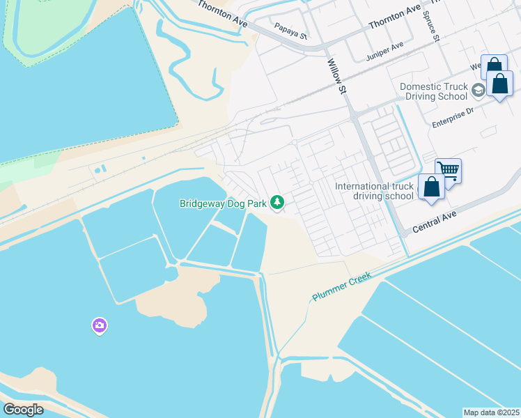 map of restaurants, bars, coffee shops, grocery stores, and more near 9584 Seawind Way in Newark