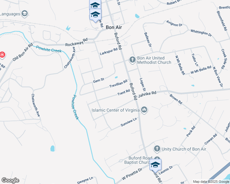 map of restaurants, bars, coffee shops, grocery stores, and more near 8656 Trent Road in Richmond