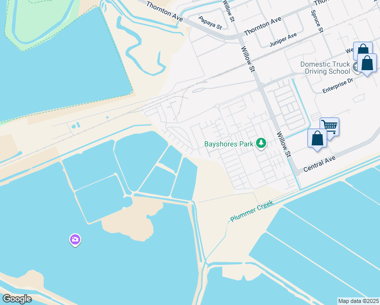 map of restaurants, bars, coffee shops, grocery stores, and more near 9600 Seawind Way in Newark
