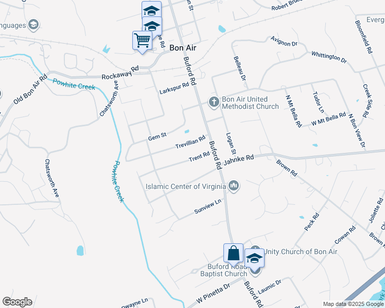 map of restaurants, bars, coffee shops, grocery stores, and more near 8640 Trent Road in Bon Air