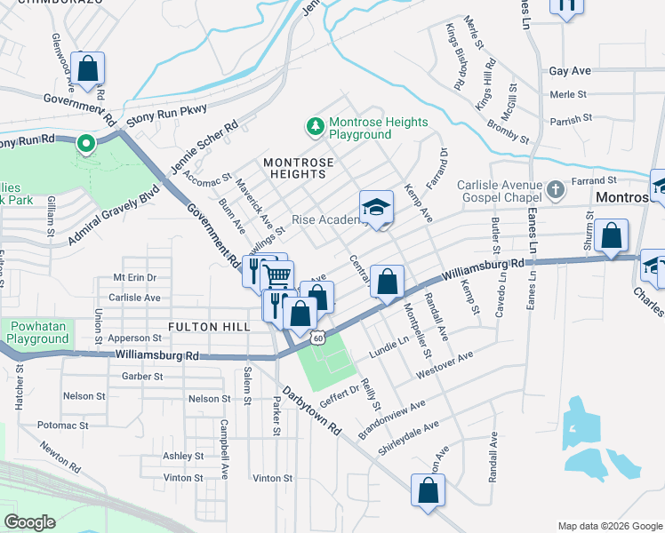 map of restaurants, bars, coffee shops, grocery stores, and more near 1818 Carlisle Avenue in Richmond