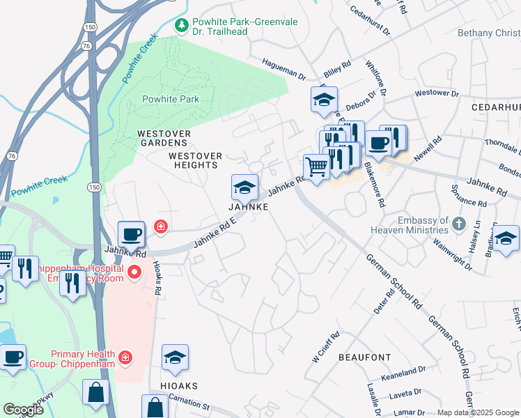 map of restaurants, bars, coffee shops, grocery stores, and more near in Richmond