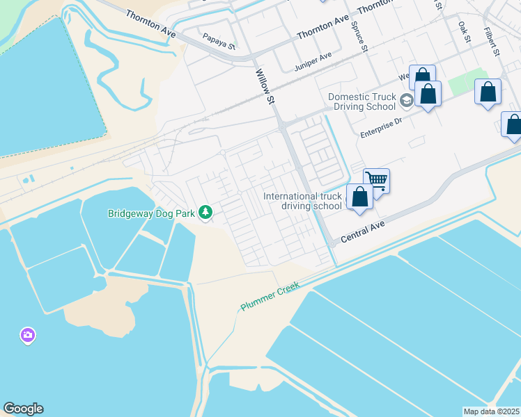 map of restaurants, bars, coffee shops, grocery stores, and more near 37627 Hickory Street in Newark