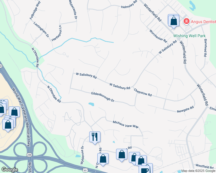 map of restaurants, bars, coffee shops, grocery stores, and more near 14471 West Salisbury Road in Midlothian