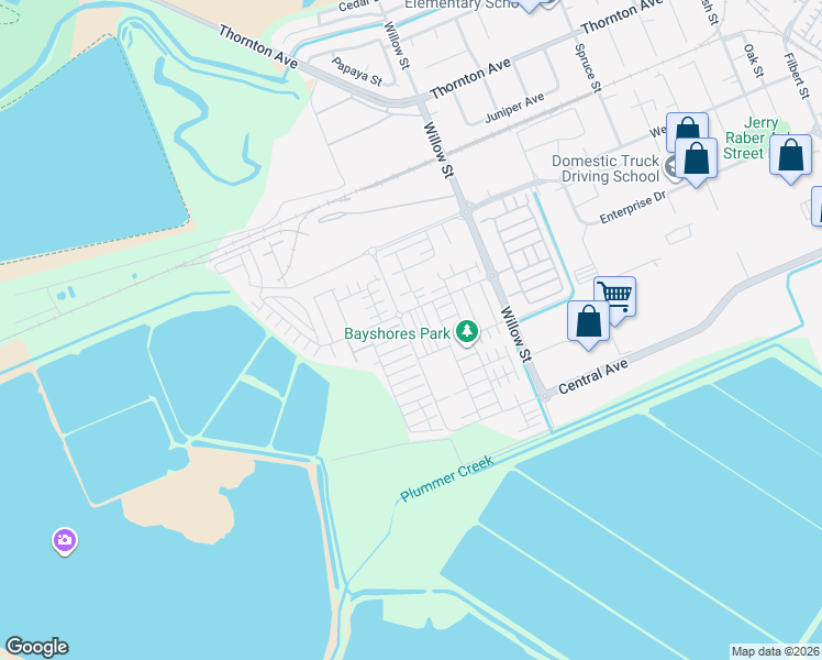 map of restaurants, bars, coffee shops, grocery stores, and more near 37627 Hickory Street in Newark