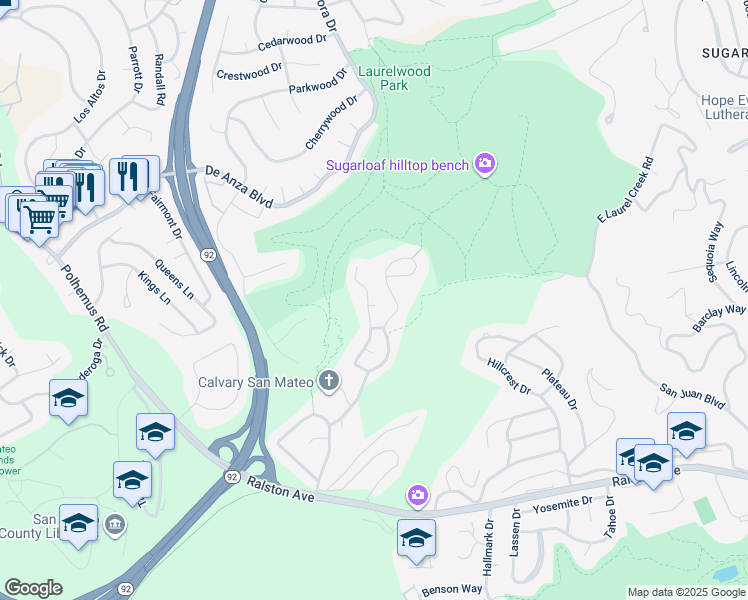 map of restaurants, bars, coffee shops, grocery stores, and more near 1 Dionne Court in Belmont