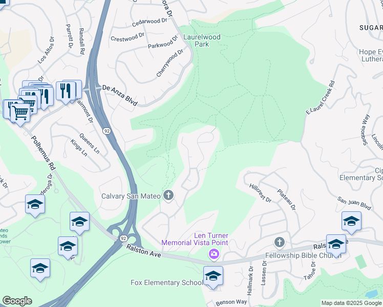 map of restaurants, bars, coffee shops, grocery stores, and more near 1 Dionne Court in Belmont