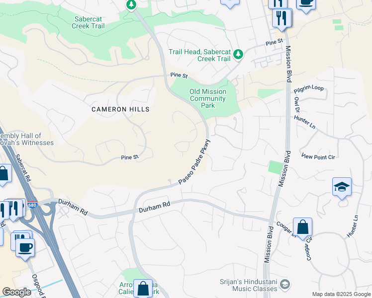 map of restaurants, bars, coffee shops, grocery stores, and more near 1048 Geddy Way in Fremont