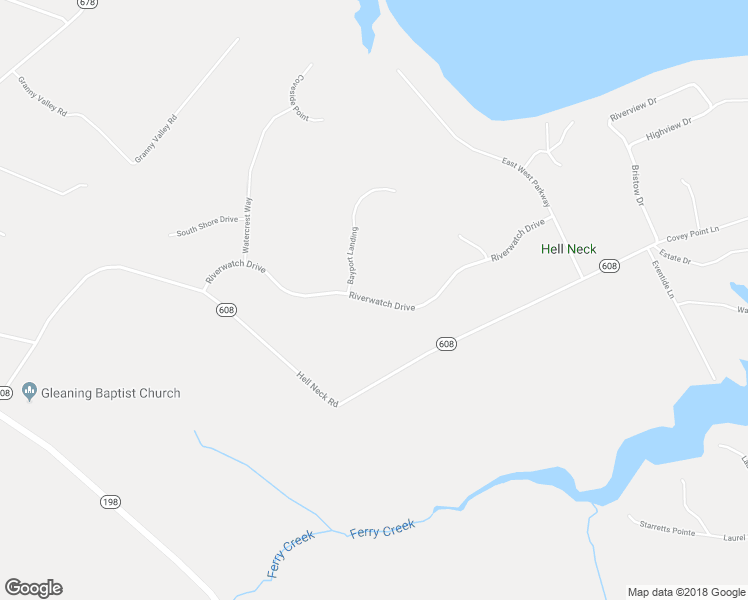map of restaurants, bars, coffee shops, grocery stores, and more near Riverwatch Drive in Gloucester Courthouse