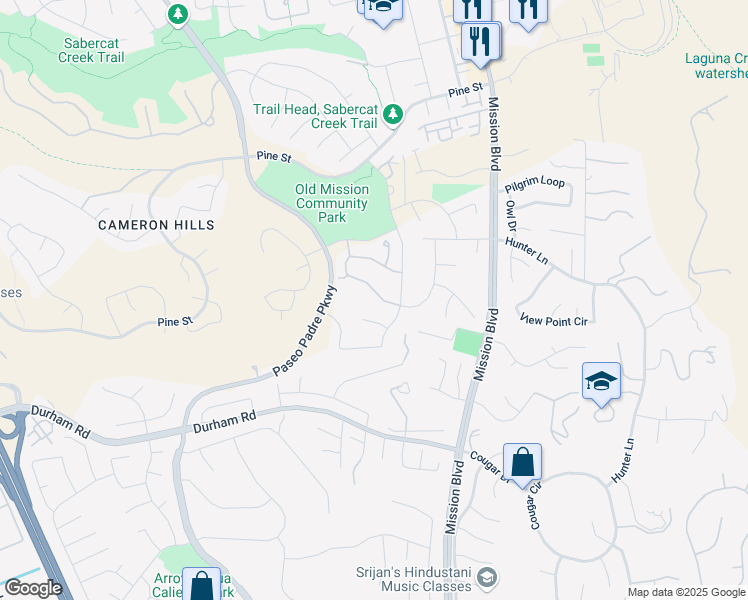 map of restaurants, bars, coffee shops, grocery stores, and more near 673 Patriot Place in Fremont